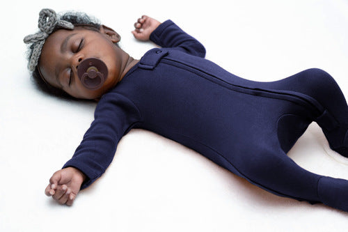 Navy Footed Sleeper | 2-Way Zipper