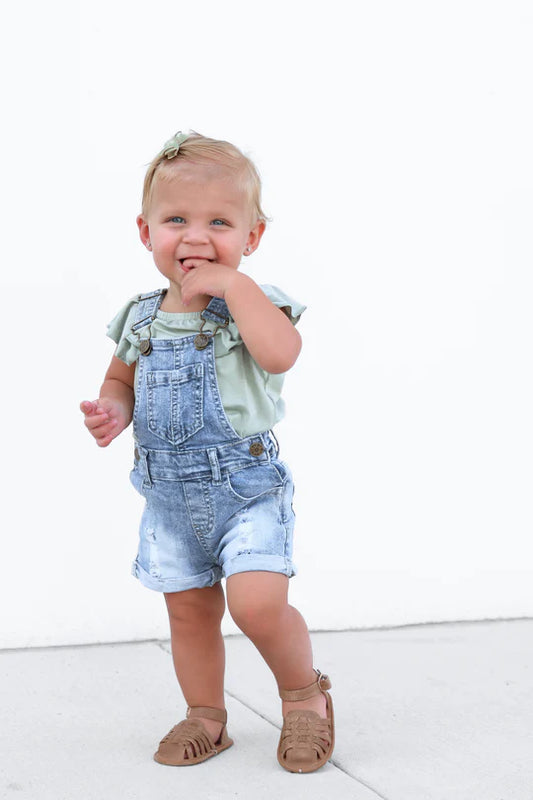 Shortie Denim Overalls | Light Wash