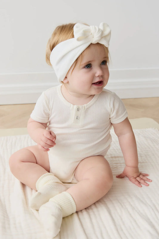 Modal Darcy Rib Henley Tee Bodysuit | Milk
