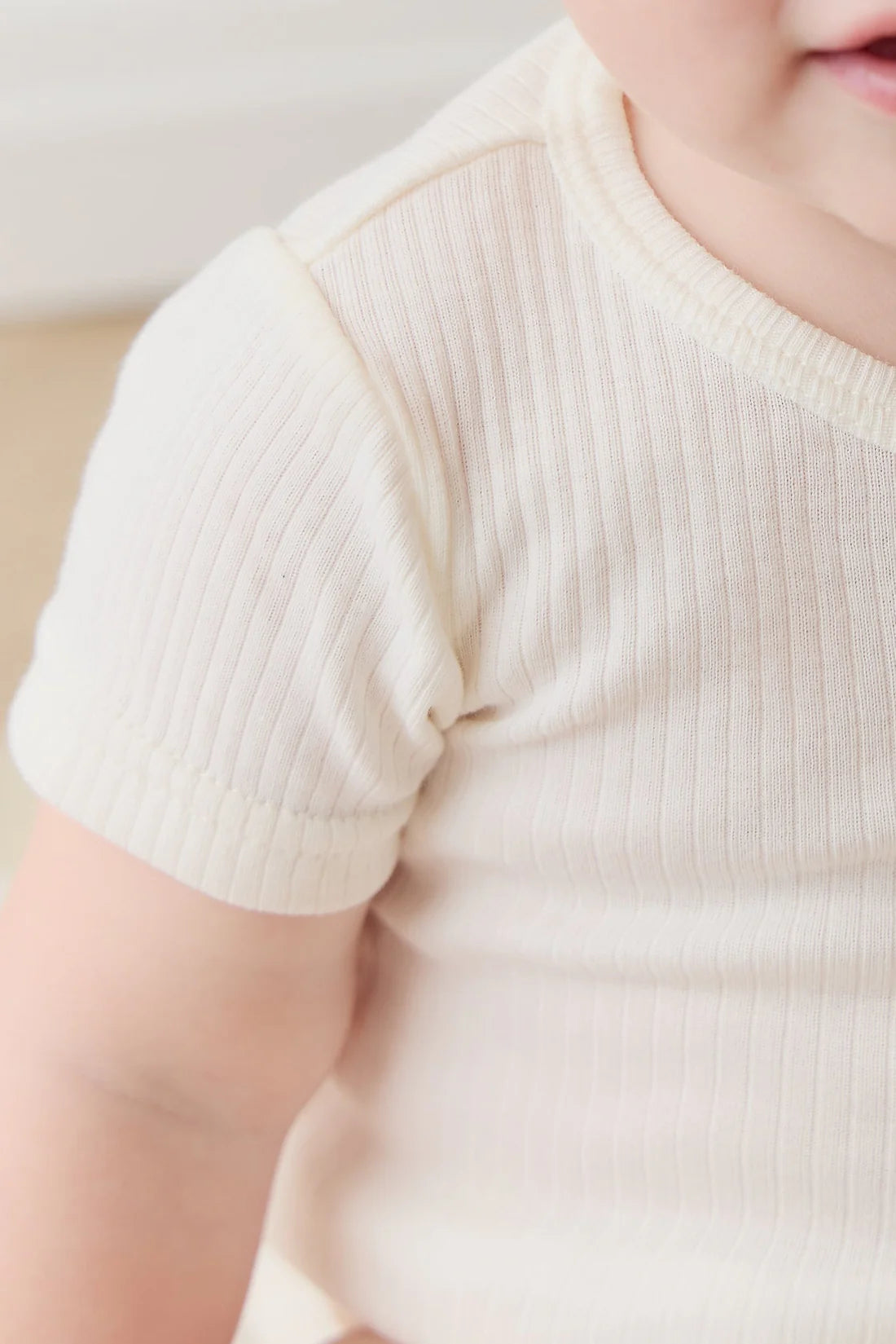 Modal Darcy Rib Henley Tee Bodysuit | Milk