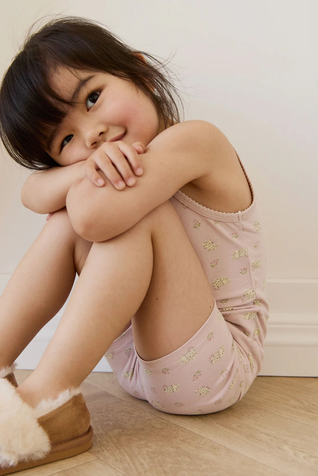 Singlet Tank & Short Pajama Set | Floral Kitten