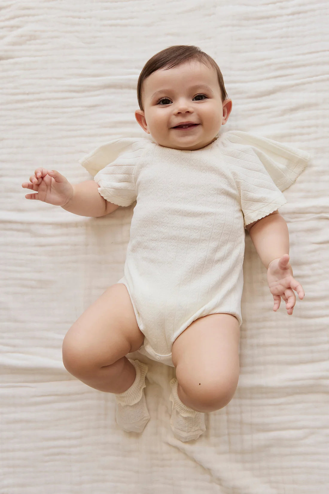 Josephine Playsuit | Sweet Heart Pointelle Parchment 