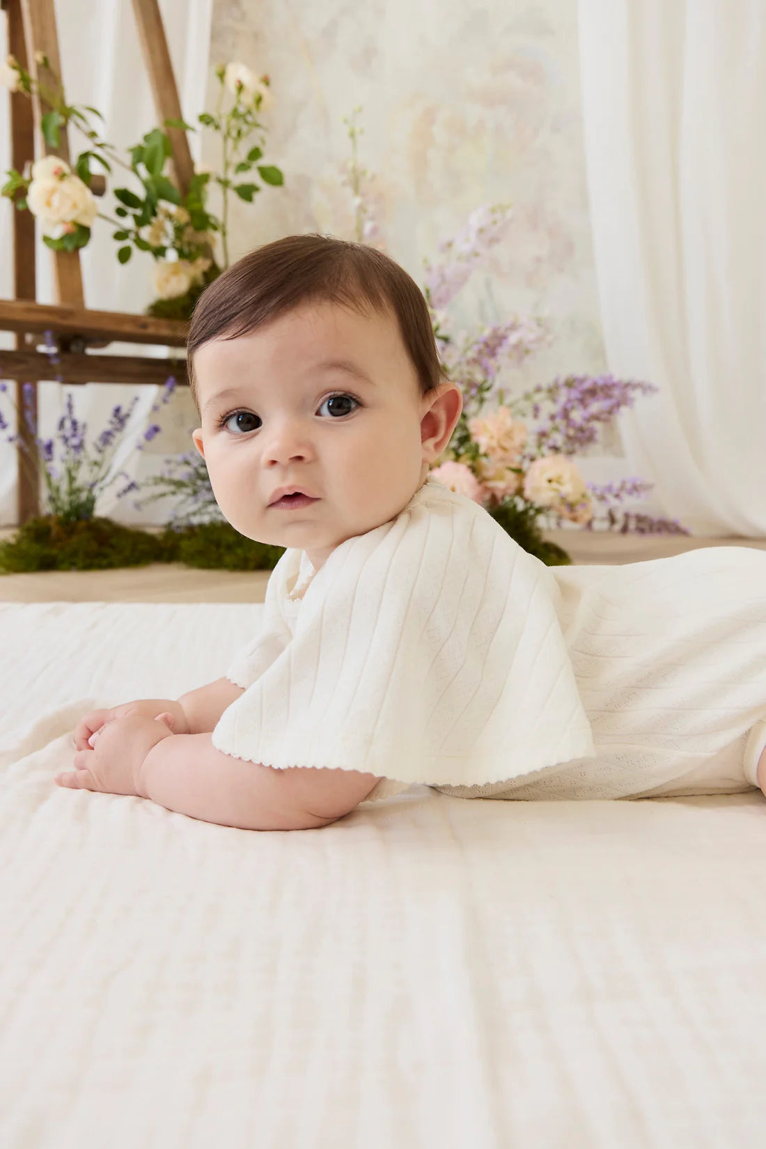 Josephine Playsuit | Sweet Heart Pointelle Parchment 