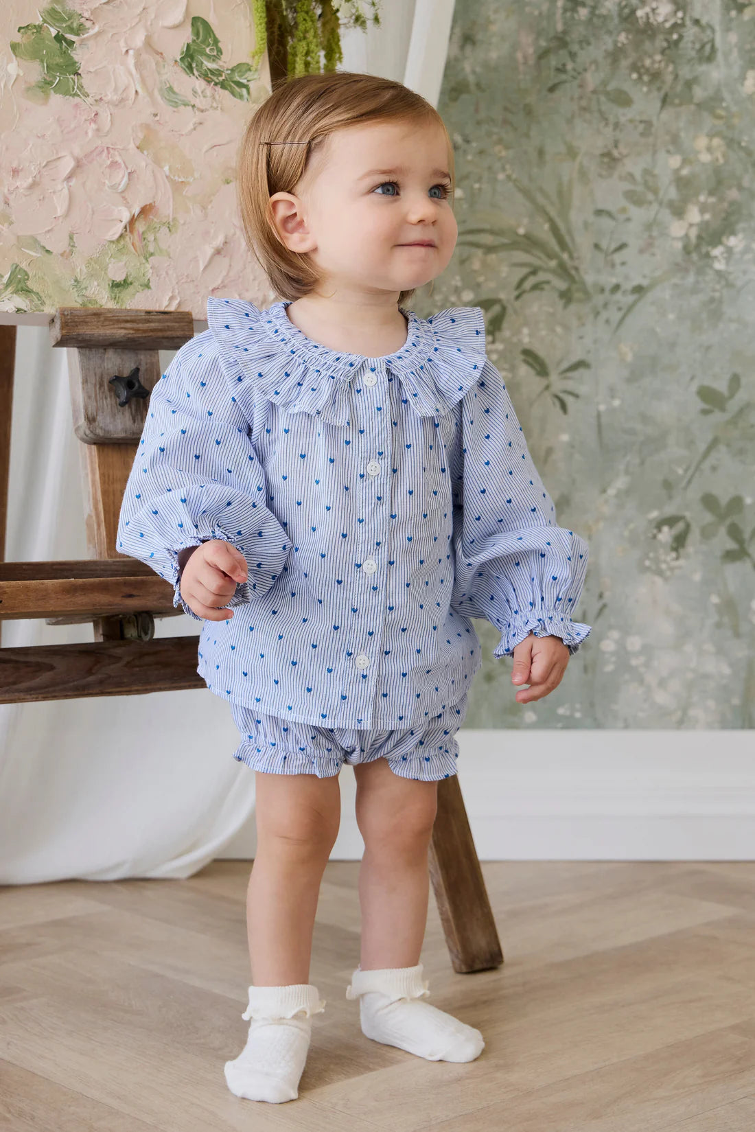 Frill Bloomer | Mon Amour Blue Hearts & Stripes