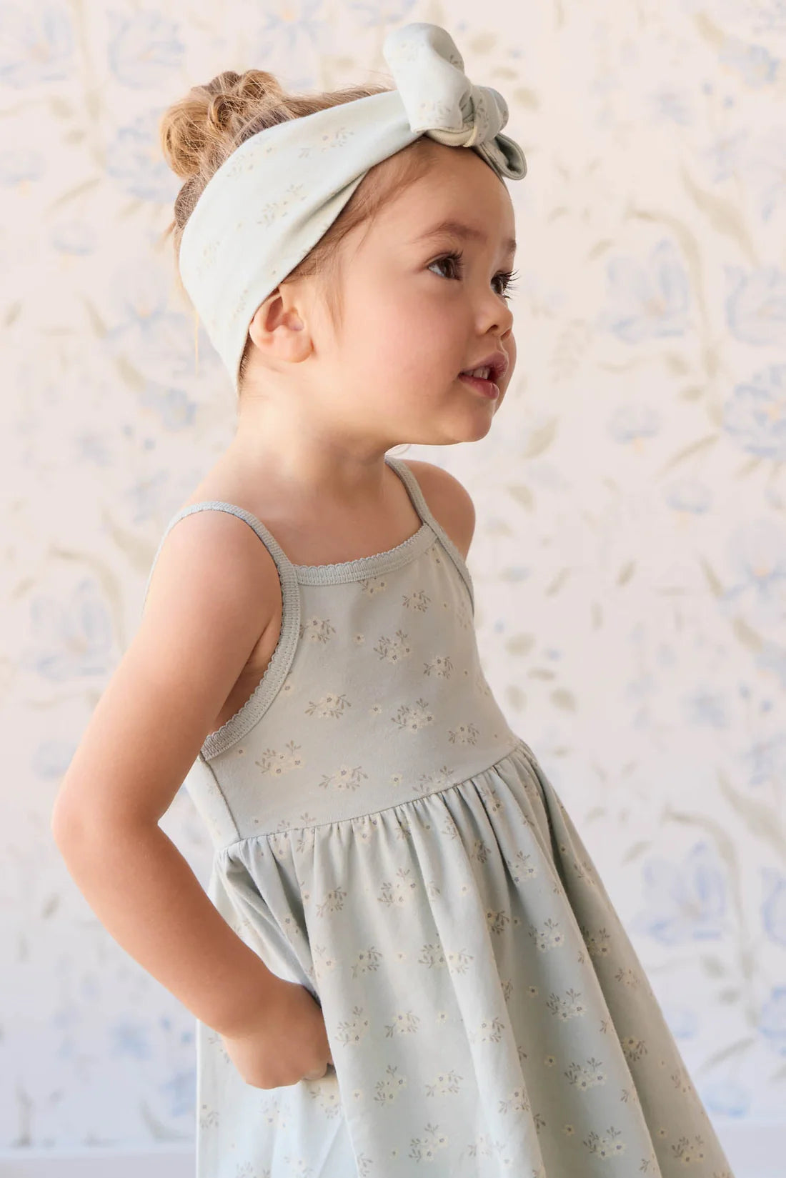 Organic Cotton Samantha Dress | Rose Floral Smoke