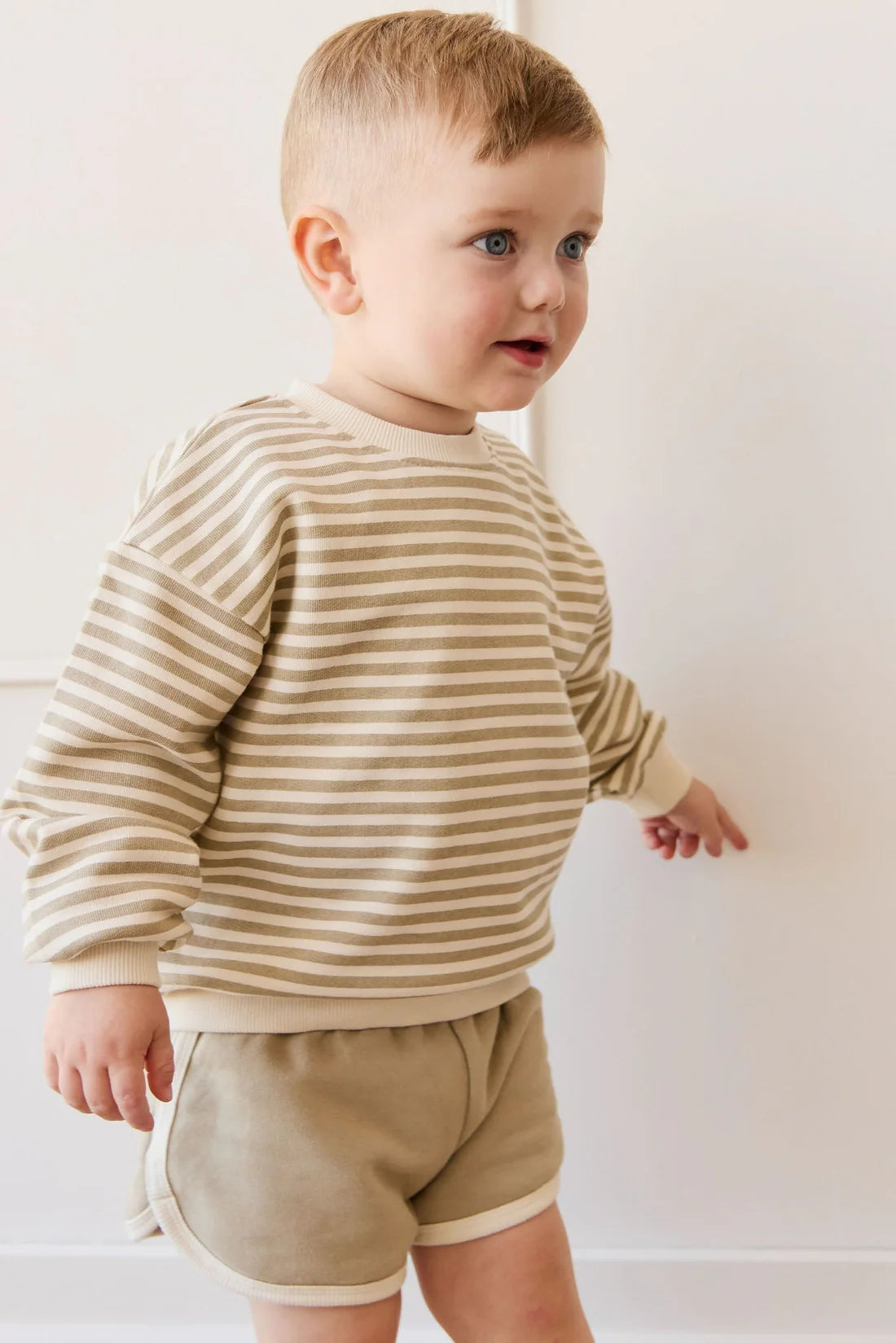 Peyton Sweatshirt | Slim Stripe Sandy Brown/Cloud