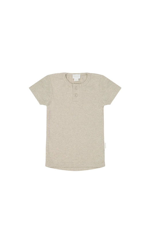 Fine Rib Darcy Henley Tee | Sand Marle