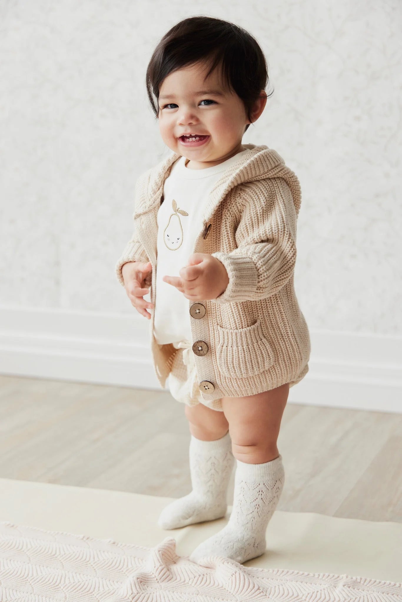 Cable Weave Knee High Sock | Milk