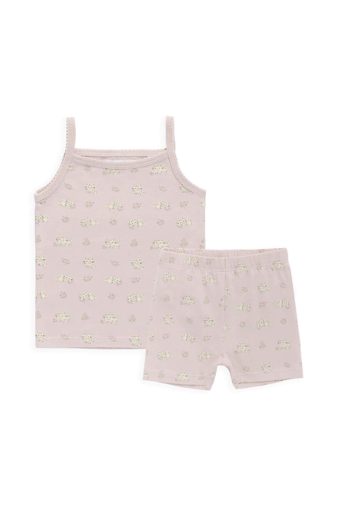 Singlet Tank & Short Pajama Set | Floral Kitten