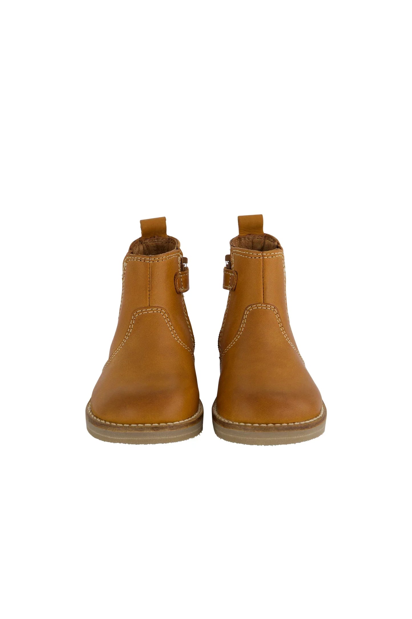 Leather Boot with Elastic Side | Tan