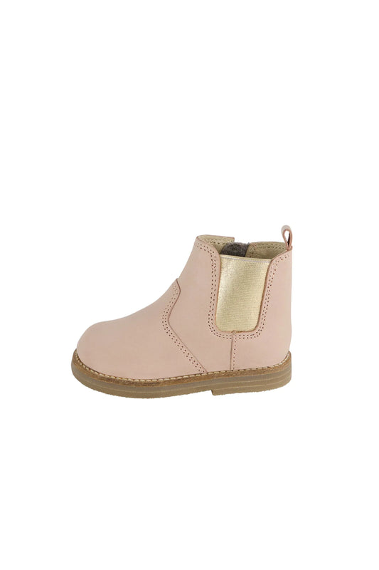 Leather Boot with Elastic Side | Blush