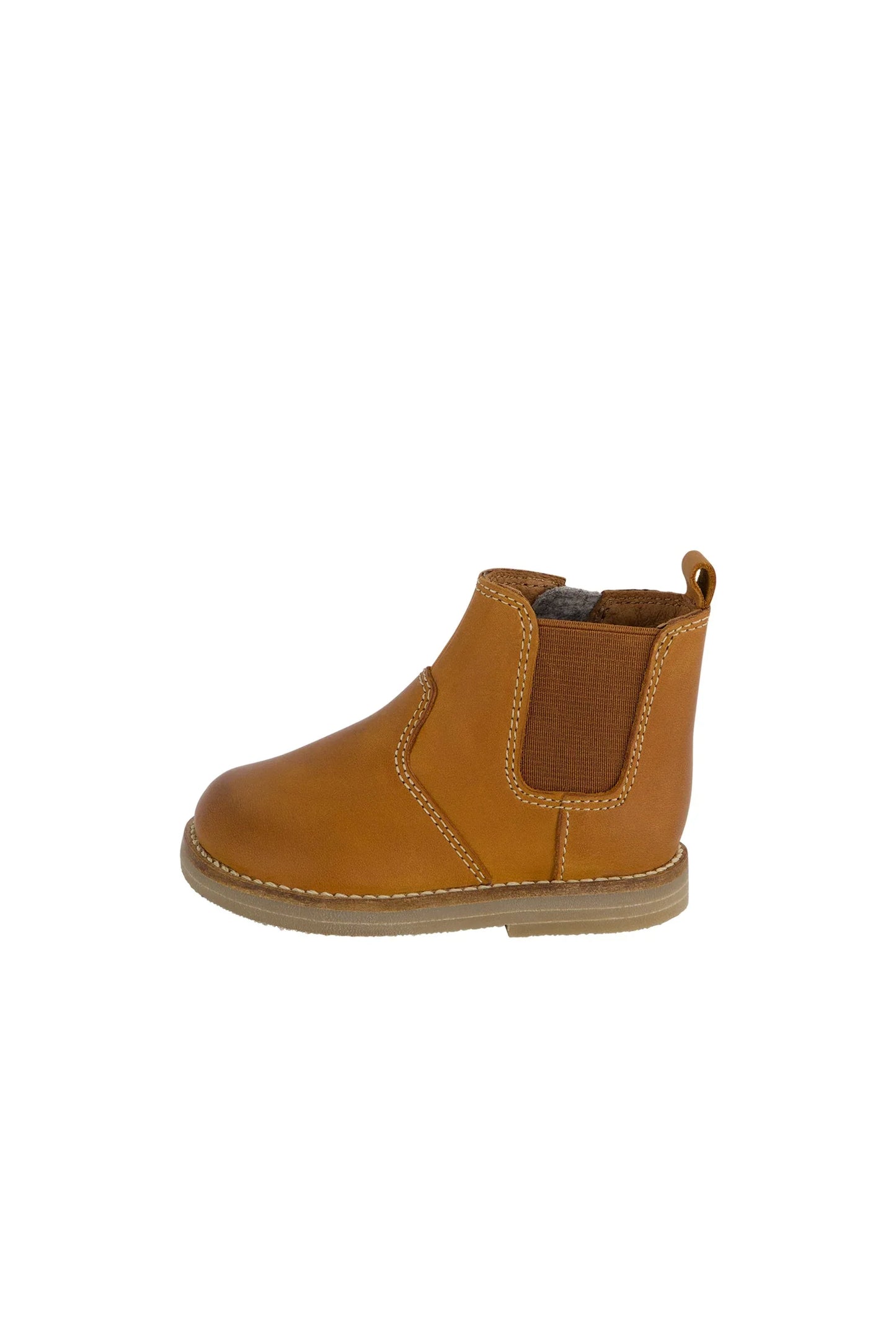 Leather Boot with Elastic Side | Tan