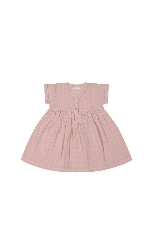 Muslin Short Sleeve Dress | Powder Pink