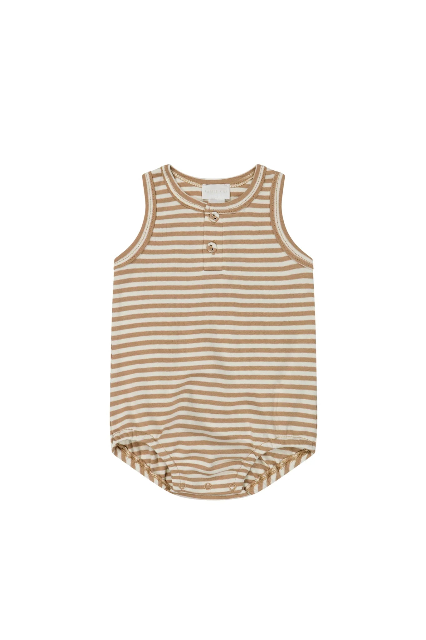 Noah Playsuit | Narrow Stripe Cafe Au Lait