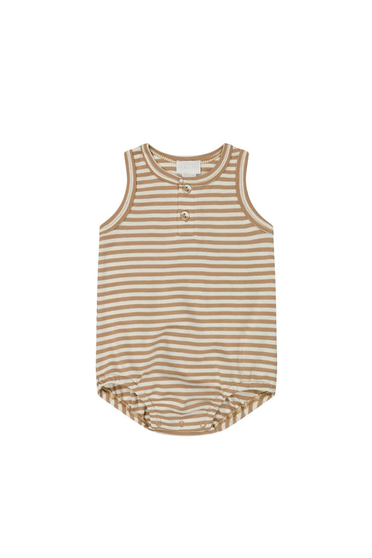 Noah Playsuit | Narrow Stripe Cafe Au Lait