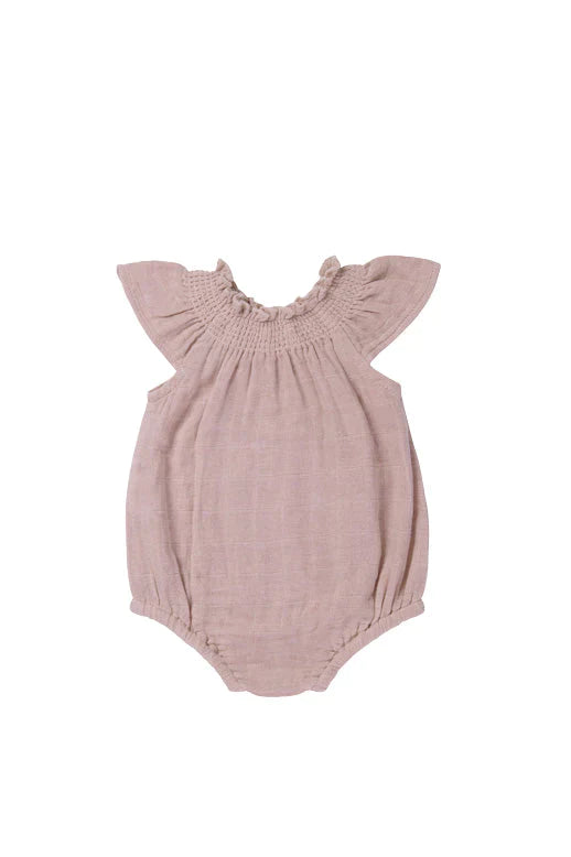 Organic Cotton Muslin Tamara Playsuit | Mauve Shadow