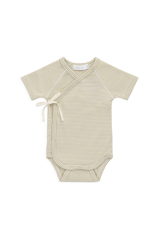 Fine Rib Micah Short Sleeve Playsuit | Petite Stripe Hay/Cloud