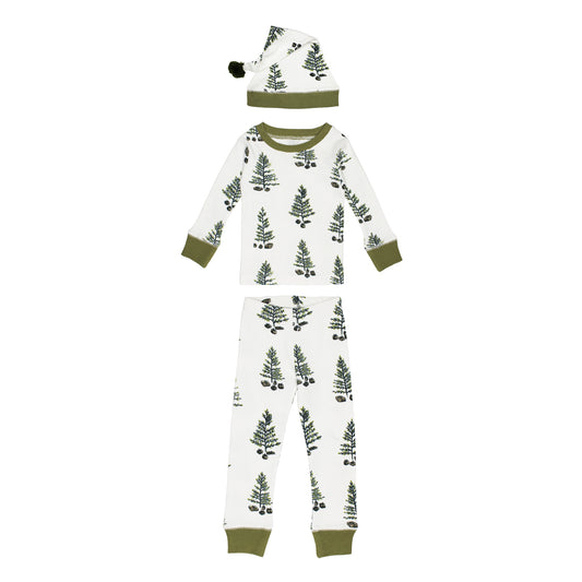 Kids' Organic Holiday PJ & Cap Set | Under The Tree