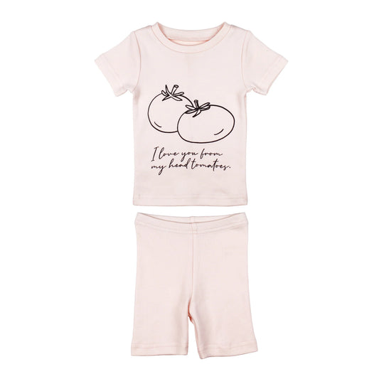 Short Sleeve & Shorts PJ Set  | Blush Tomatoes