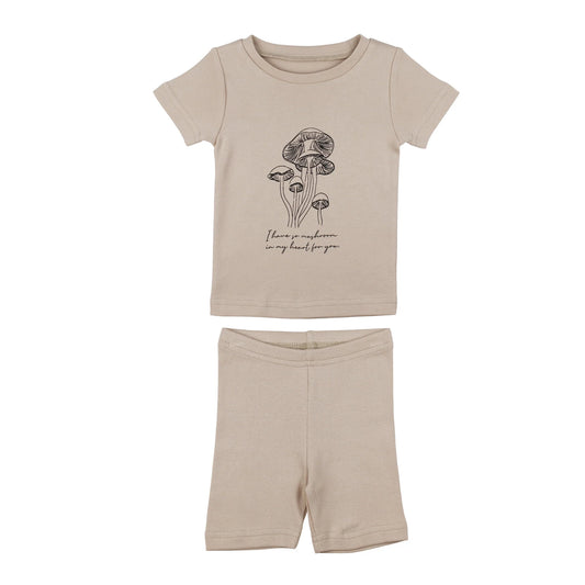 Short Sleeve & Shorts PJ Set | Oatmeal Mushroom