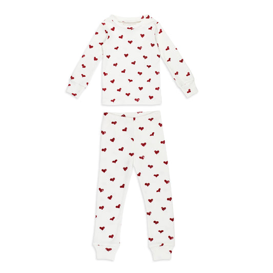 Organic PJ Set | Crimson Hearts
