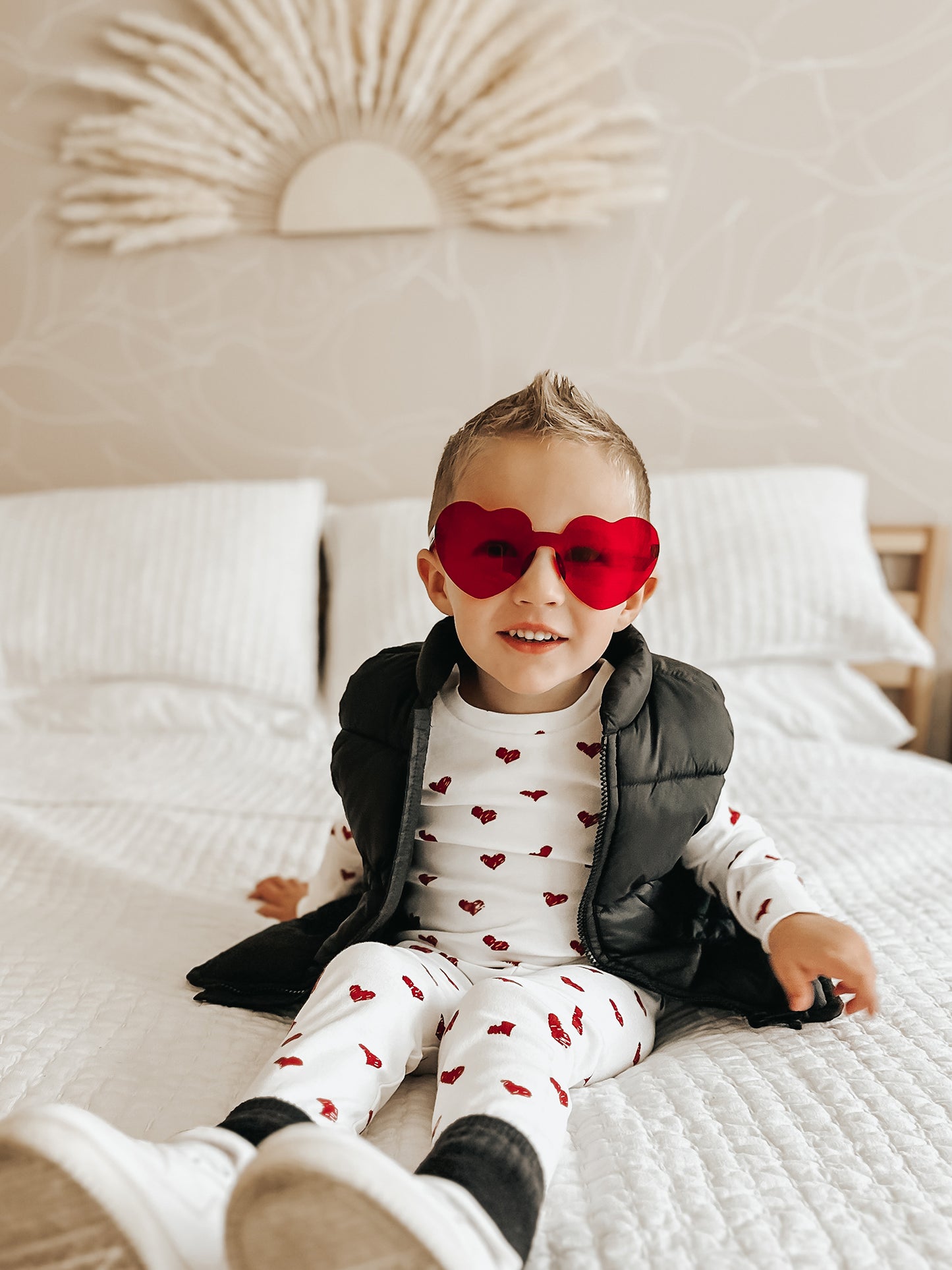 Organic PJ Set | Crimson Hearts