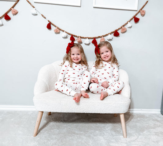 Organic PJ Set | Crimson Hearts