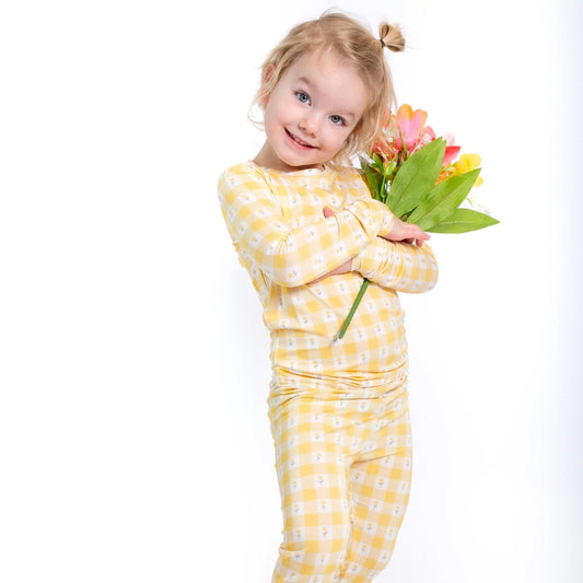 Bamboo Pajama Set | Yellow Gingham Tulip