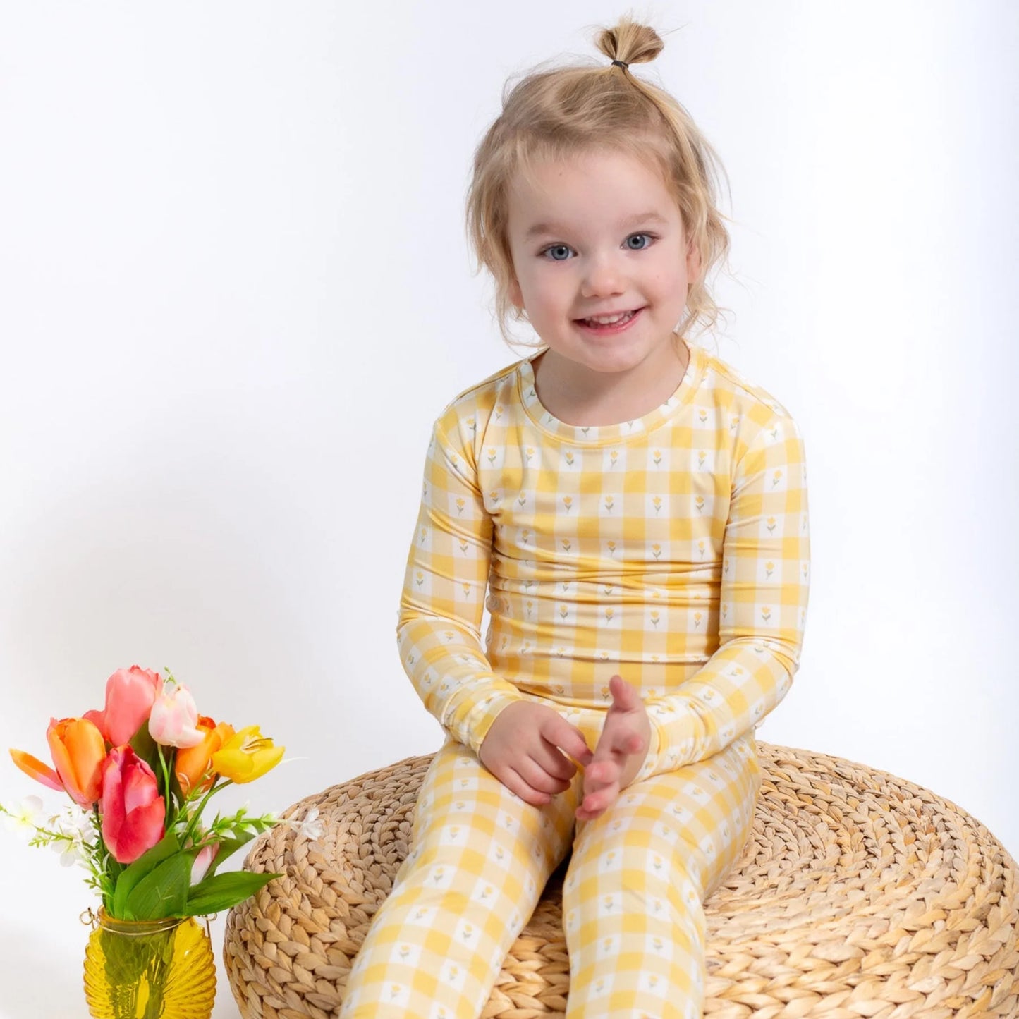 Bamboo Pajama Set | Yellow Gingham Tulip