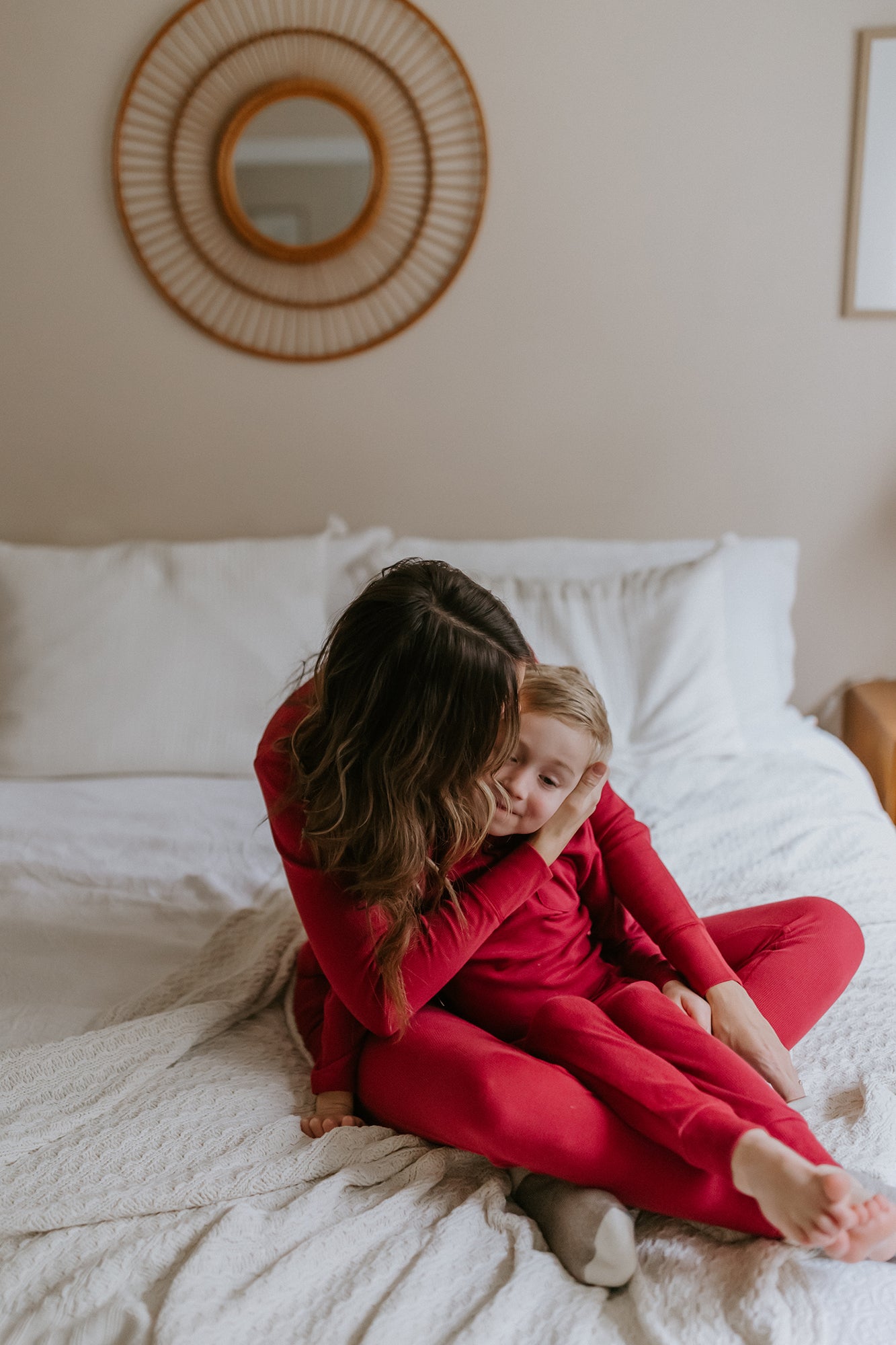 Kids' Organic  Thermal Henley & Jogger Set | Crimson