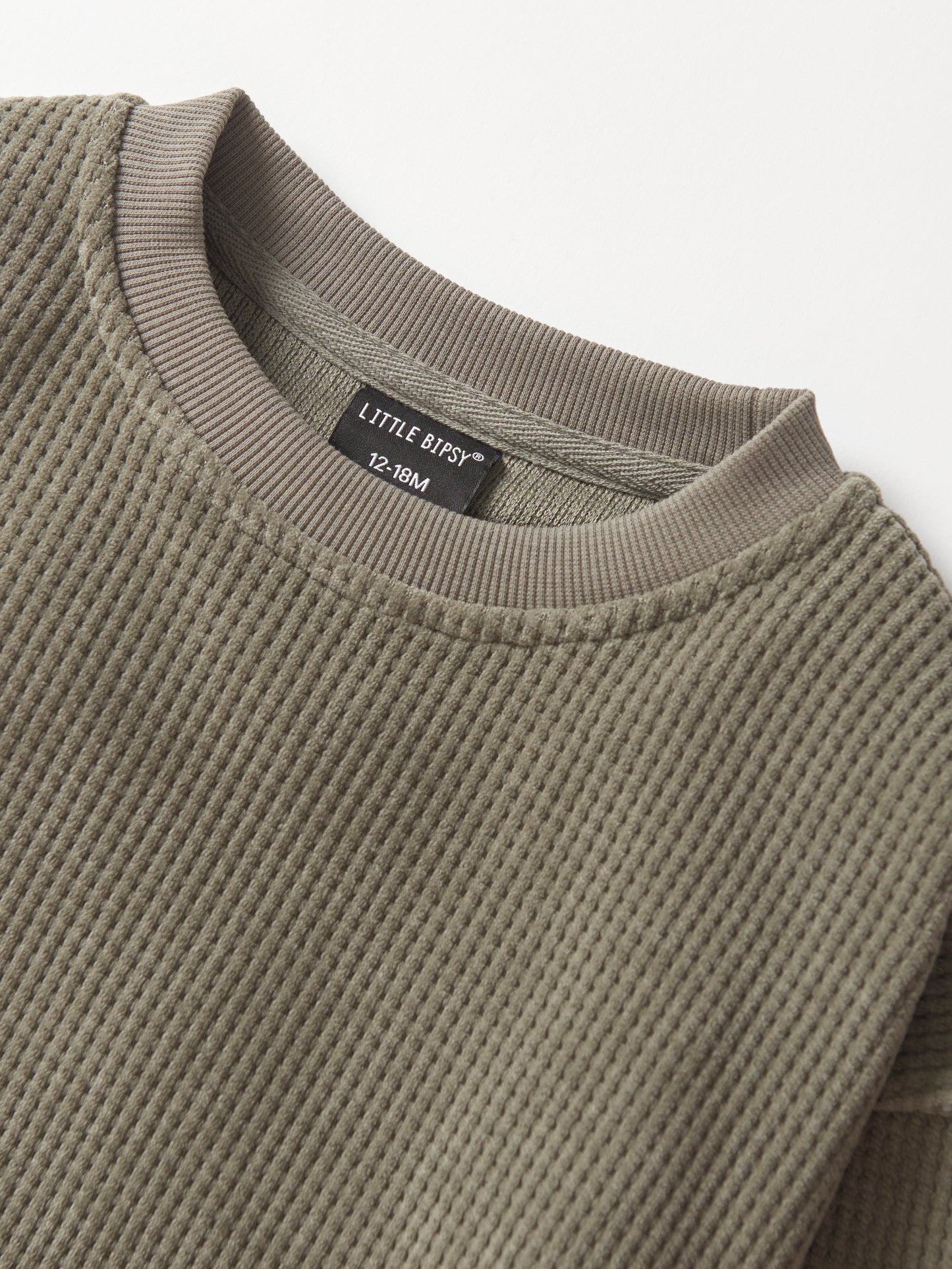 Elevated Waffle Crewneck | Army Green