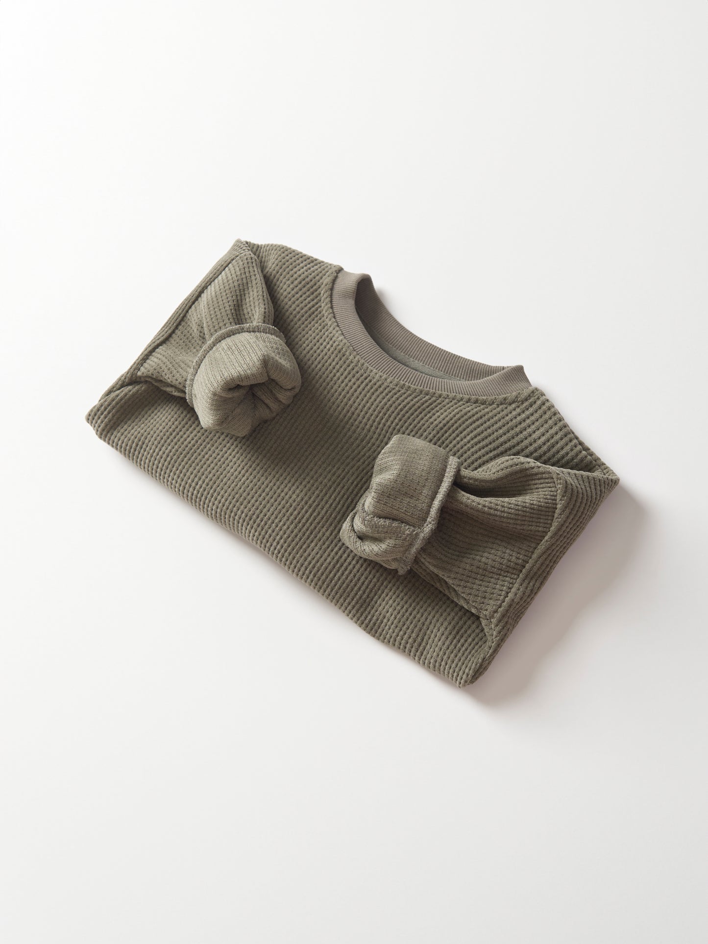 Elevated Waffle Crewneck | Army Green