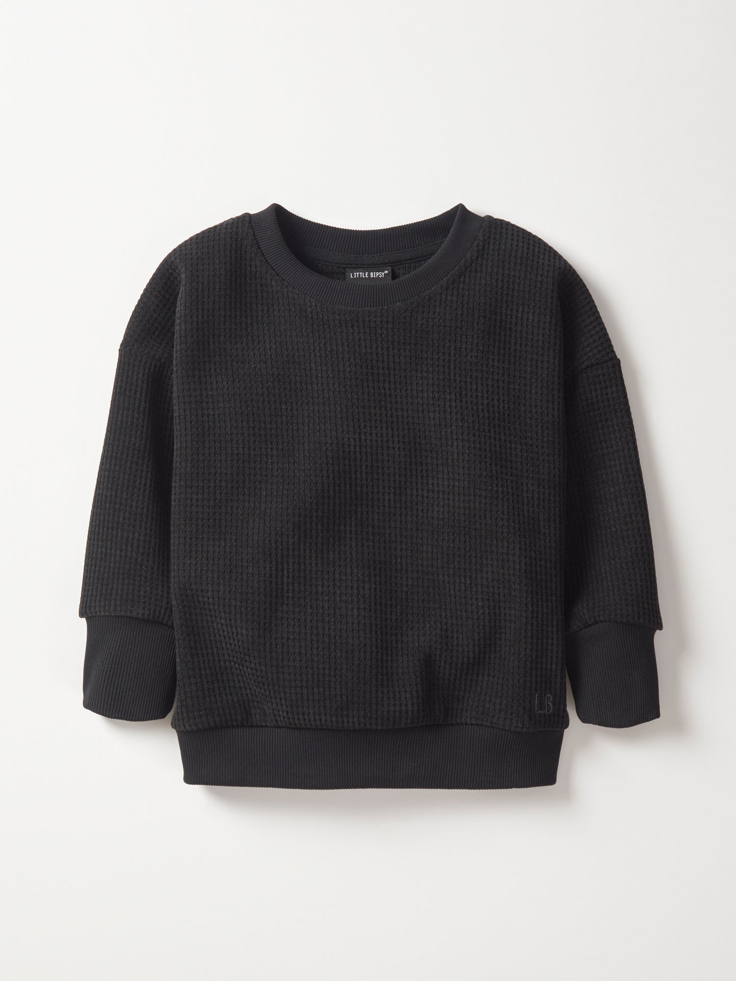 Elevated Waffle Crewneck | Black