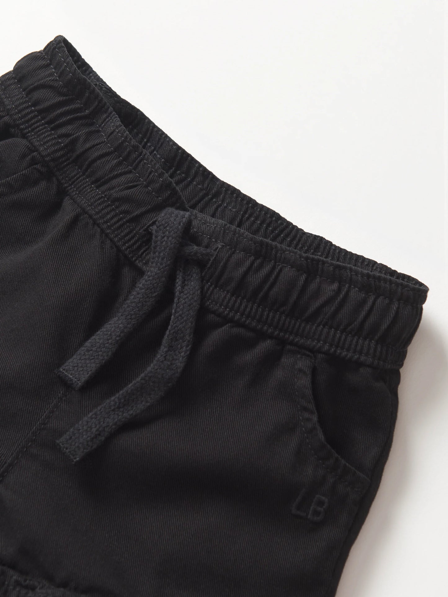 Ruffle Cotton Twill Short | Black