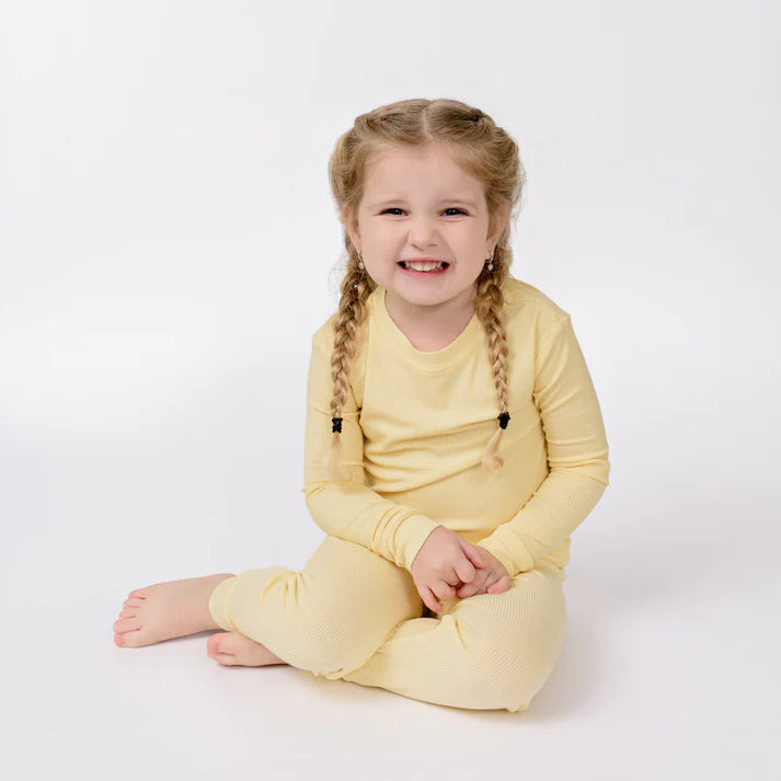 Bamboo Pajama Set | Lemon Yellow (Small Ribbed)