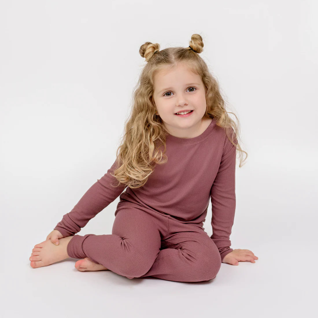 Bamboo Pajama Set | Plum Small Ribbed