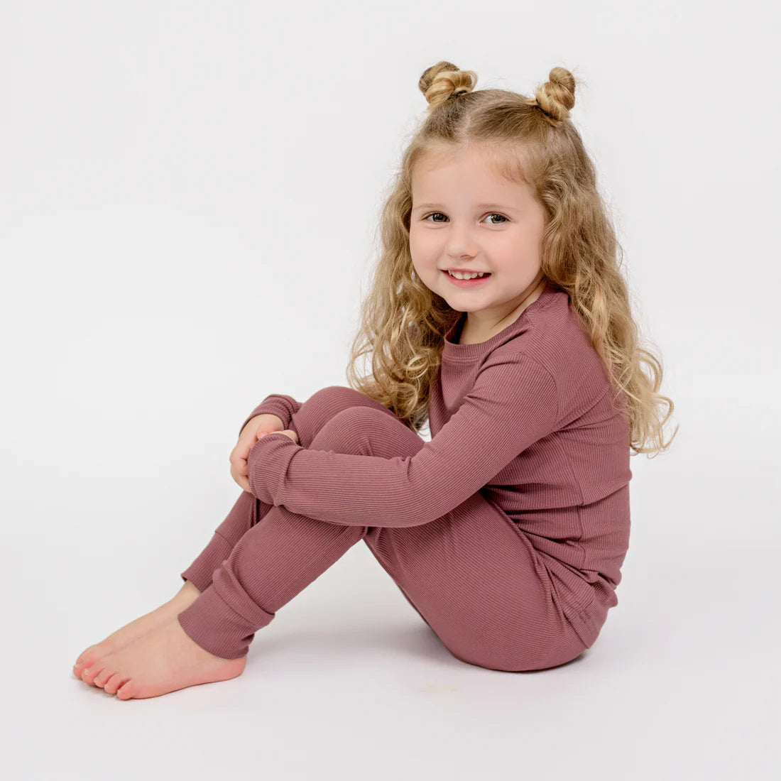 Bamboo Pajama Set | Plum Small Ribbed