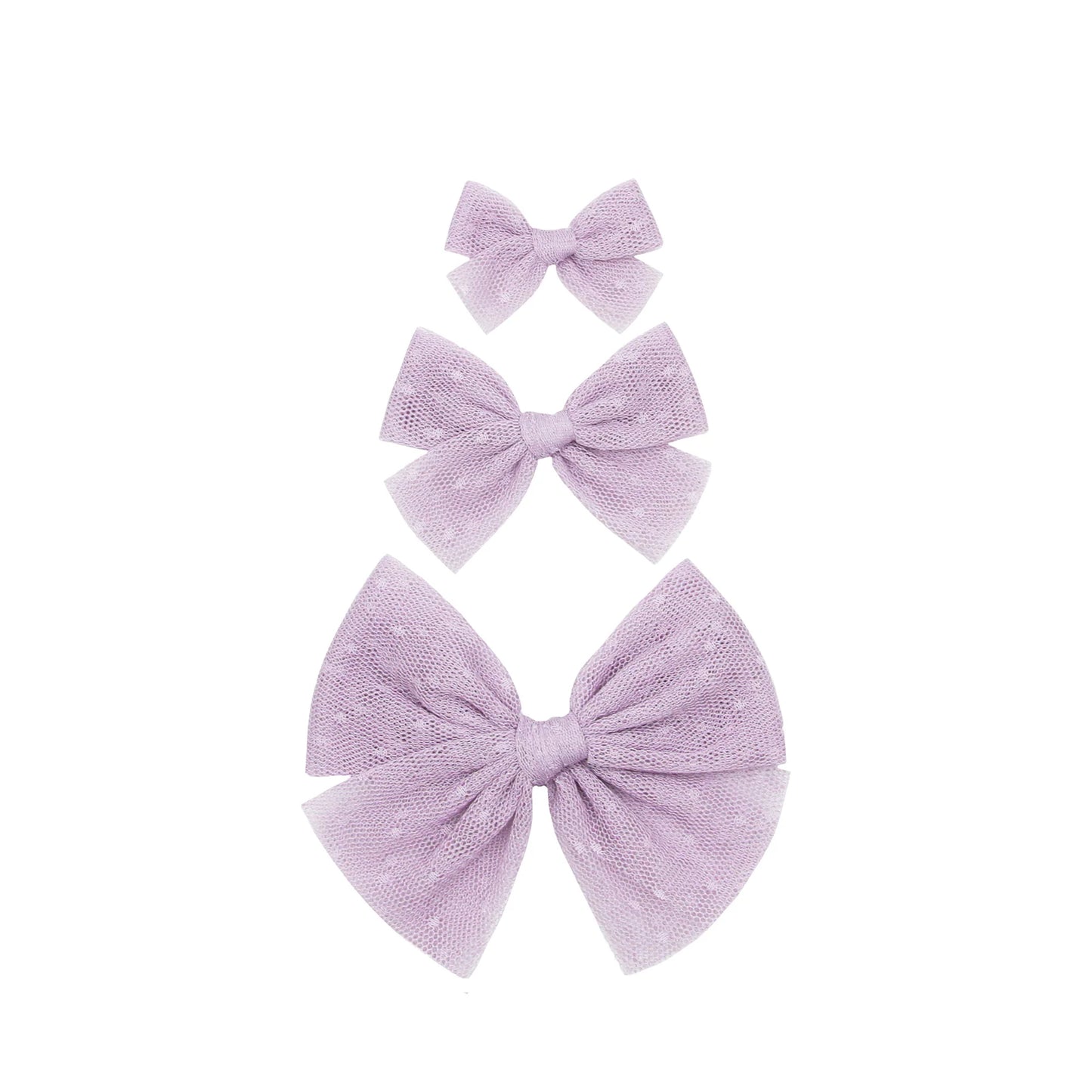 Tulle Bow Nylon 3 Pack | Lavender Dot