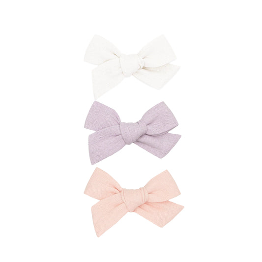 Lavender Linen Bow 3 Pack | Clips