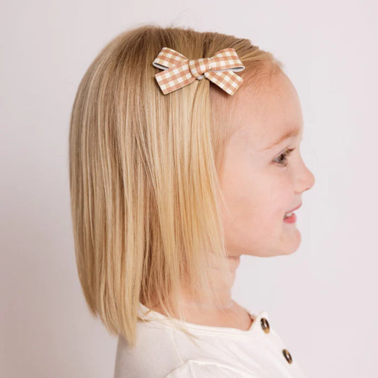 Leather Bow Hair Clip | Bronze Check