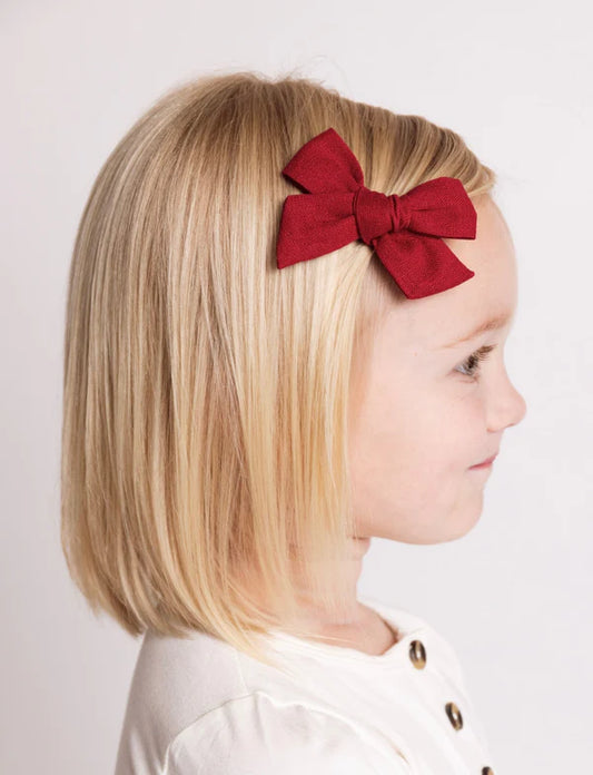Linen Bow Hair Clip | Cranberry