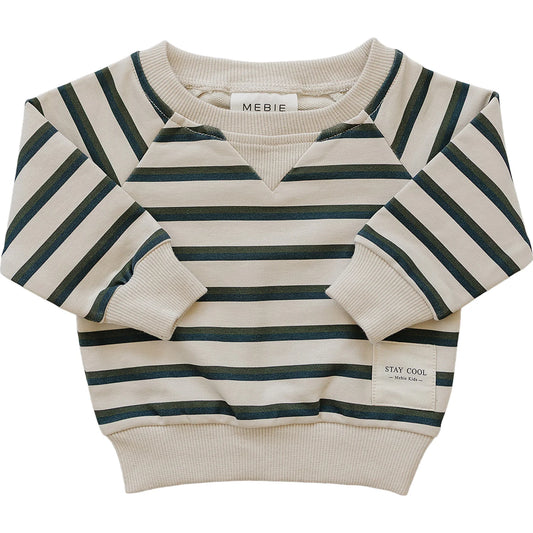 Stay Cool Striped Crewneck | Navy + Heather Grey