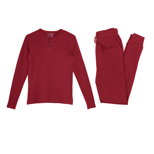 Adult Organic Thermal Lounge Set | Crimson