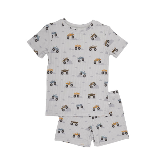 Shorts Bamboo Pajama Set | Monster Trucks (Ribbed)
