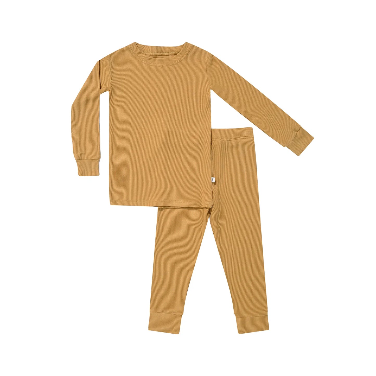 Two-Piece Bamboo Pajama Set | Ribbed Mustard