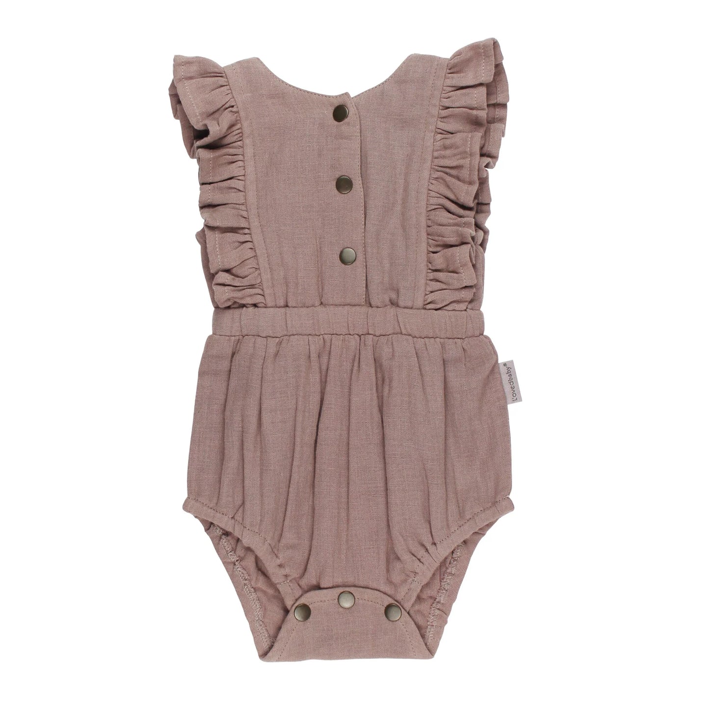 Organic Muslin Ruffle Bodysuit | Almond