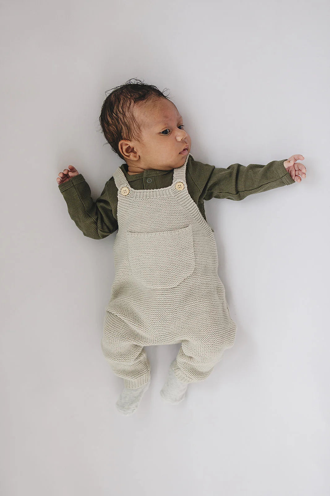 Organic Cotton Long Sleeve Ribbed Bodysuit | Winter Green