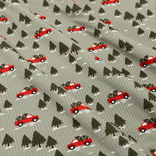 Red Christmas Trucks Small Ribbed Blanket