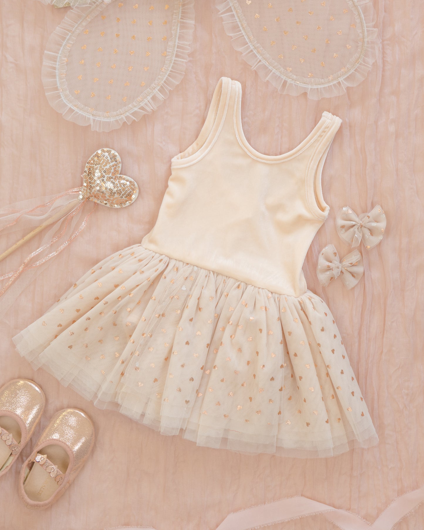 Flutter Tulle Clips | Rose Gold Hearts