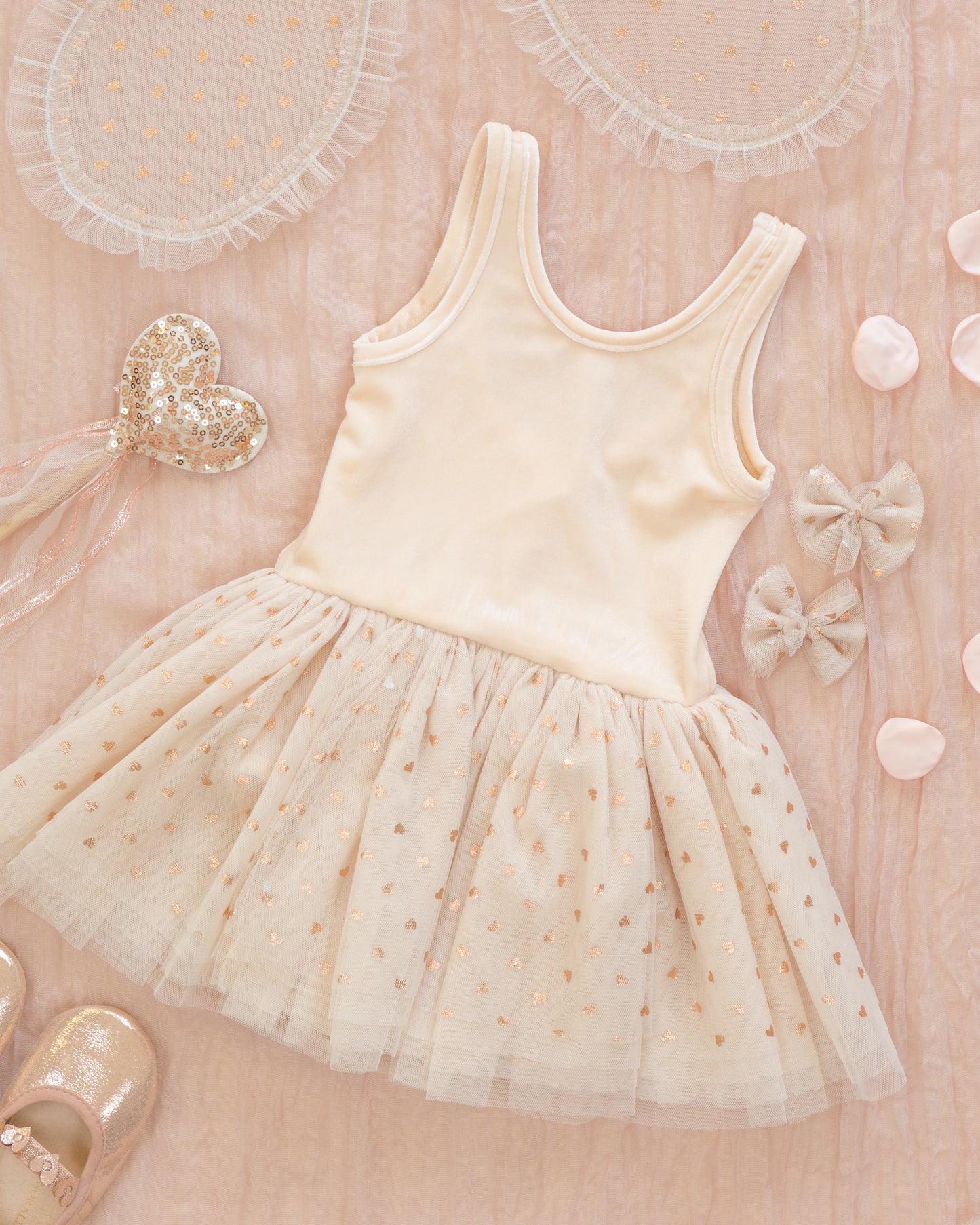 Flutter Tulle Clips | Rose Gold Hearts